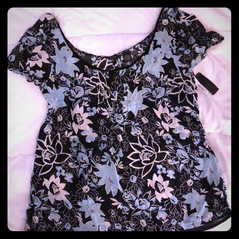 Pretty black & turquoise sheer top.